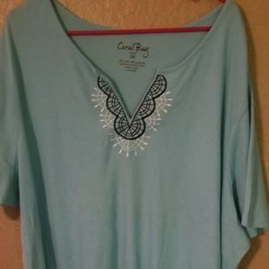 Coral Bay Turquoise White Brown Embroidered 3X